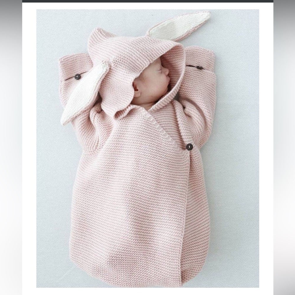 Knitted Pink Baby Newborn Swaddle